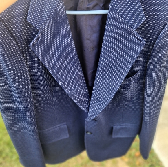 HART SCHAFFNER & MARKS WALLACHS Navy Knit Sports Coat, Blazer SIZE 40 VINTAGE - Picture 13 of 14